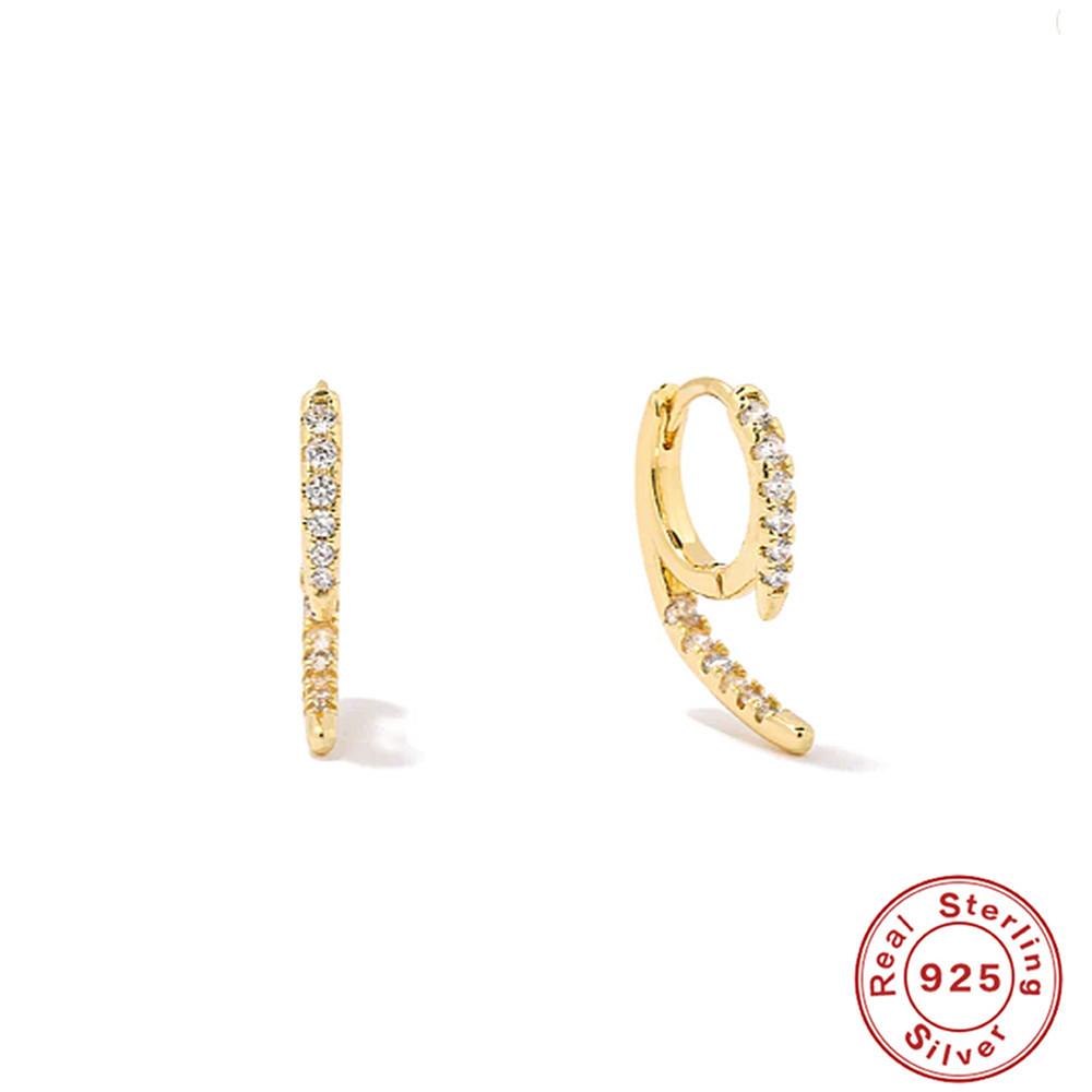 S925 Sterling Silver Extended Design Sense Personalized Hoop Stacked Zircon Earrings Earrings