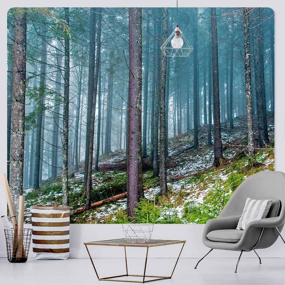 Лесное растение, листья, психоделическая сцена, домашнее художественное украшение, гобелен, богемное украшение, коврик для йоги, украшение комнаты, настенное украшение