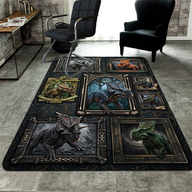 Dinosaur Collection Pattern Rug Floor Mat for Living Room or Bedroom Soft and Comfortable Carpet a Gift for Birthday and Holiday.