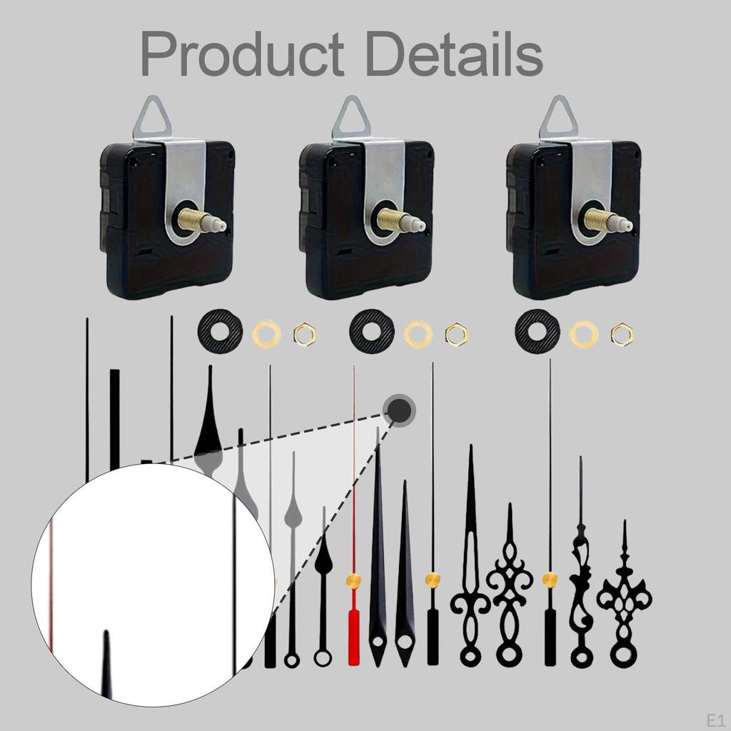 3 Pieces Clock Mechanism Kit, Wall Mechanisms for Craft Clocks 3D Embroidery DIY Crafts