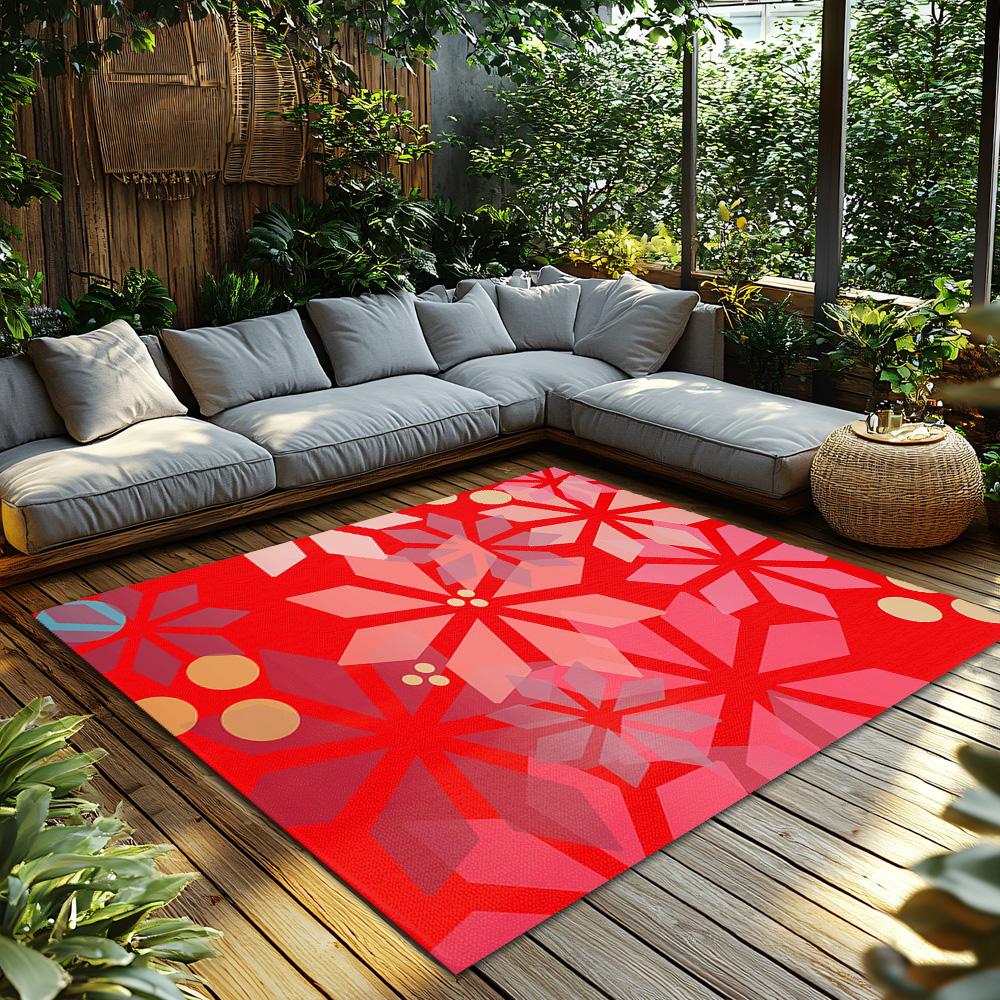 Cozy Christmas Doormat Red Flower Pattern Festive Welcome Mat Holiday Home Decor Entrance Rug Indoor Outdoor Floor Mat Gift