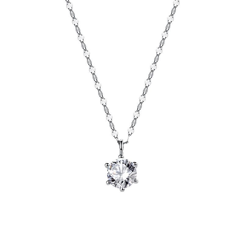 Summer Fashion Necklaces 925 Sterling Silver Classic Jewelry Single Large Zircon Pendant Necklace for Women