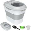 Dog Food Container, Collapsible, 25 L, Airtight, Wheels, 44 x 32 x 37 cm, Grey