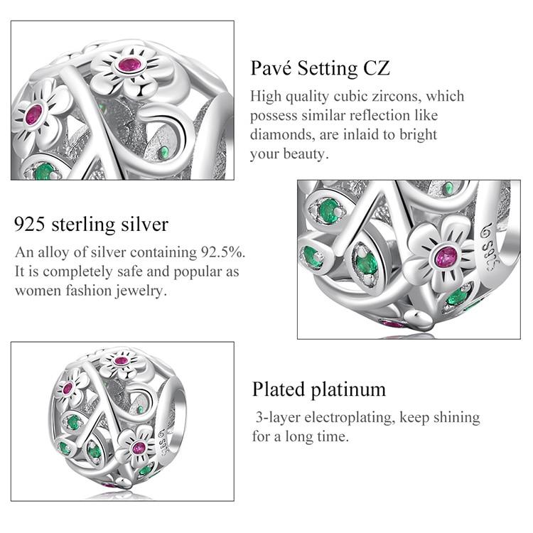 BAMOER Стерлингового Серебра 925 пробы Dream Garden Круглые Бусины Подвески Подходит Для Женщин Оригинальный Браслет Весенняя Коллекция Изящных Ювелирных Изделий