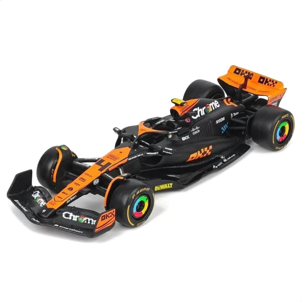 Bburago Издание 2024 1/43 F1 McLaren #4 Ландо Норрис (Без шлема) Набор из 4 машин / Литая миниатюрная модель автомобиля, Готовое изделие 18-38096
