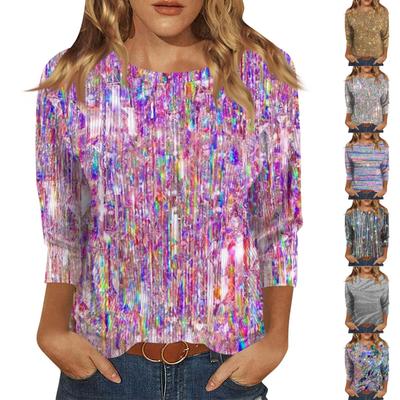 Женские свободные топы с рукавом 3/4 Повседневные топы больших размеров Повседневные летние футболки Женские топы Футболки Рабочая одежда