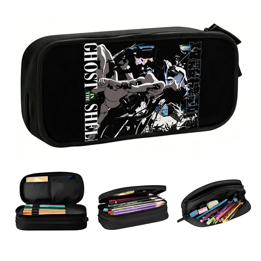 Kawaii Motoko KusanagiGhost In The Shell Pencil Cases for Boys Girls Anime Comics Large Capacity Pen Box Bag Stationery