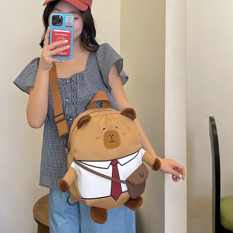 Панда Мультяшный Капибара Рюкзак Студенческая Милая Сумка Множество Отделений для Хранения