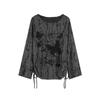 American Retro Bufferfly Long Sleeve Tops Spring New Drawstring Fashion Female Loose T-Shirts
