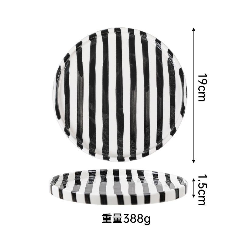 Минималистский набор из нарисованных вручную полосатых чашек и тарелок, керамическая чашка для кофе с молоком, чашка для послеобеденного чая объемом 280 мл/9,5 унций, домашний напиток