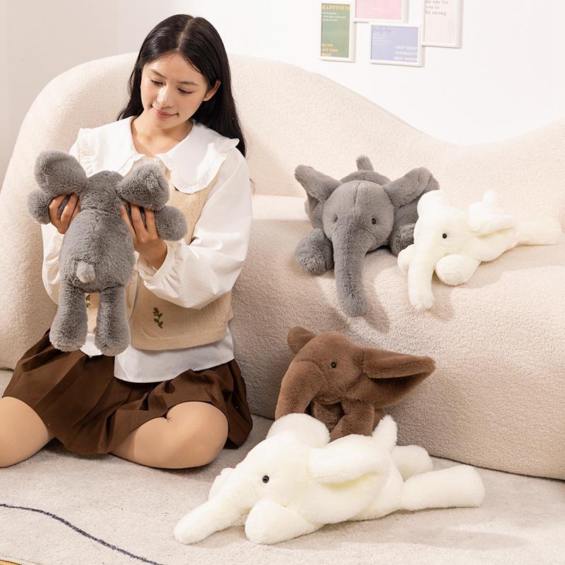 45/60cm Cartoon Lying Down Elephant Plush Toys Cute Soft Funny Stuffed Pillows Dolls For Birthday Festival Gift Room Decor