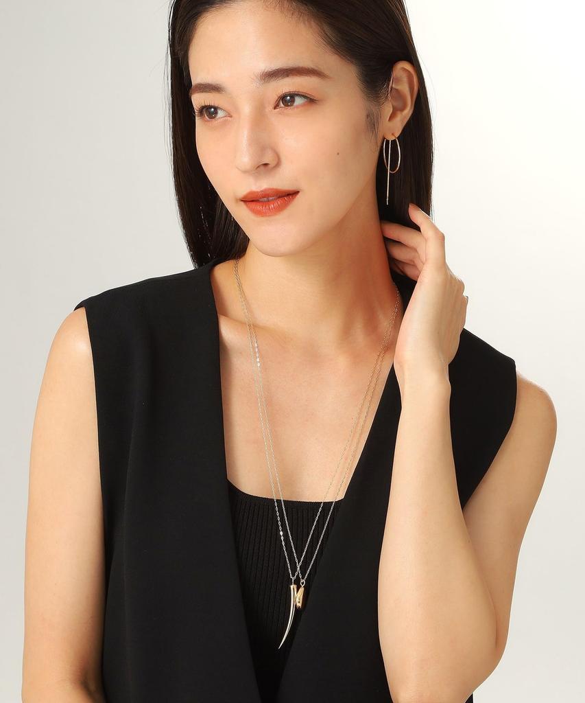 Earrings K10 Hollow Hoop Hang Chain Stud Earrings 40576551 Yellow Gold 00 [Kokoshnick] Women's (100)