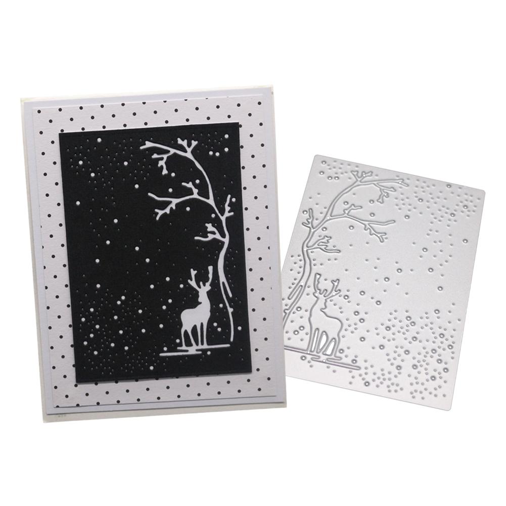 Рамка с изображением оленя под звездным небом, металлический серебристый трафарет, тиснение, вырубные штампы для самостоятельного изготовления скрапбукинга, бумажных альбомов, открыток