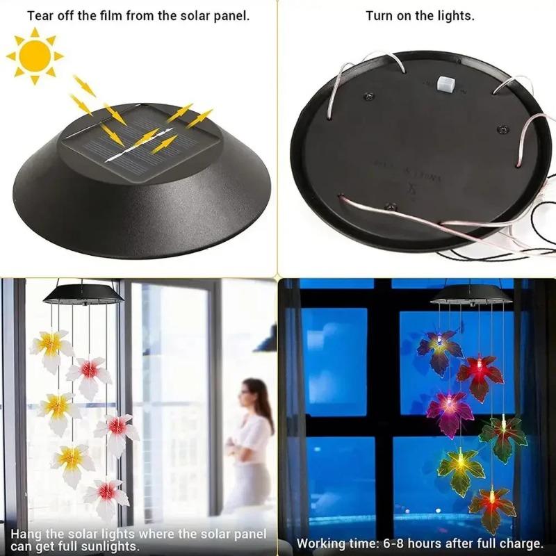 Outdoor Colorful Gradient Solar Wind Chime Lamp Hummingbird Butterfly Landscape Light, LED Courtyard Decoration Atmosphere Light