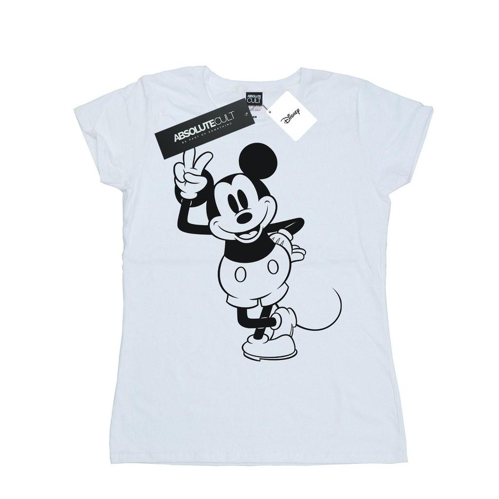 Disney Womens/Ladies Mickey Mouse Peace Hand Cotton T-Shirt