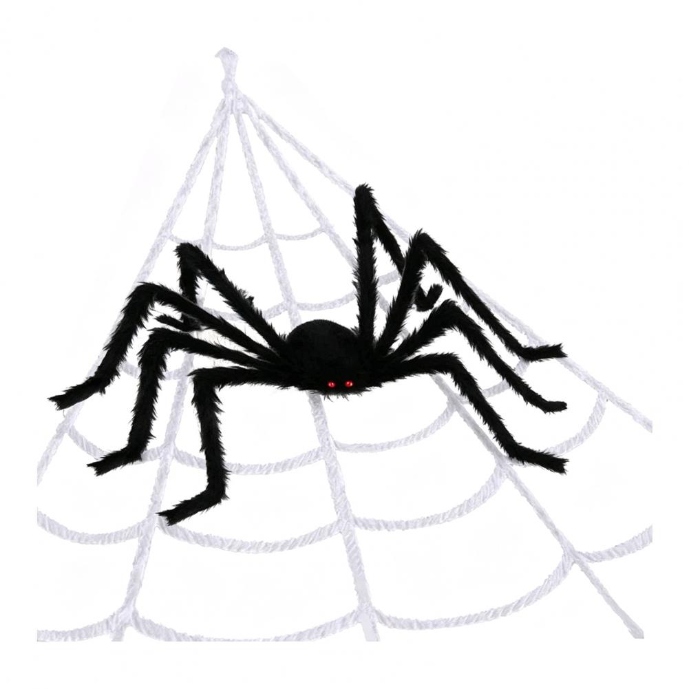 Halloween Decor Realistic Furry Spider Decoration with Eyes Outdoor Indoor Halloween Prop Haunted House Yard Party Accent Soft
