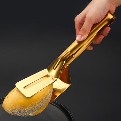 Зажим для еды из нержавеющей стали, полая длинная противоскользящая ручка, многофункциональный многофункциональный зажим для стейка, мяса, рыбы, барбекю, сервировочный зажим, лопаточка для щипцов