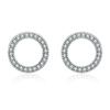 BAMOER Genuine 925 Sterling Silver Luminous Round Circle Stud Earrings for Women Classical Statement Earrings