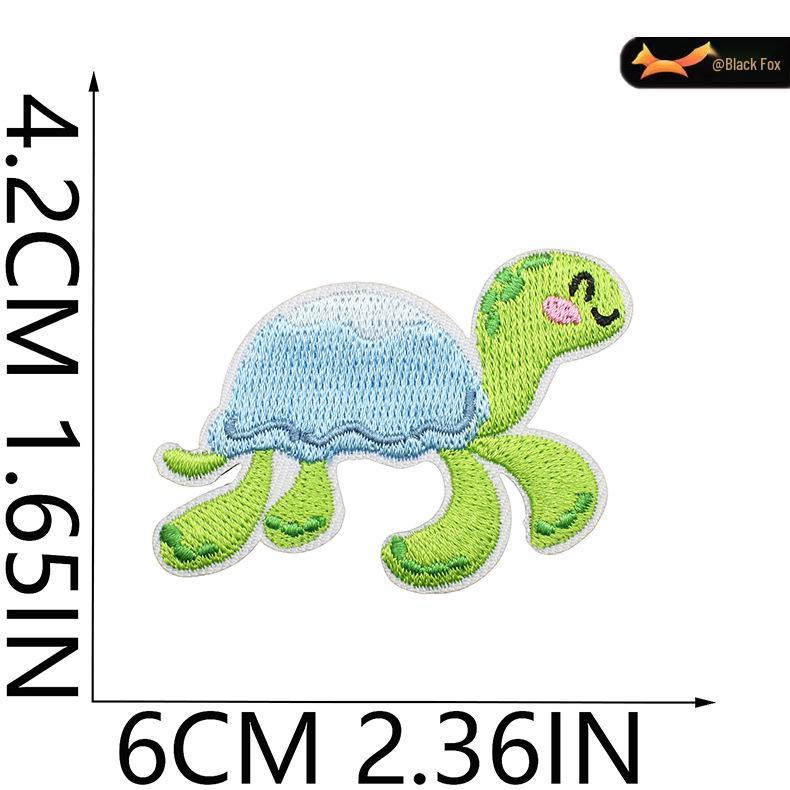 Black Fox Marine Life Cartoon Embroidered Patches for Children's Bags