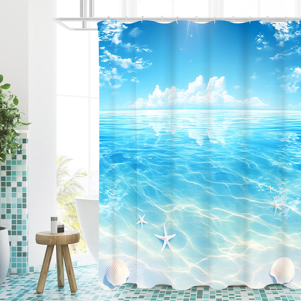 Beach Shells Starfish Bathroom Shower Curtain Waterproof Fabric Bathroom Curtain With 12 Hooks Sunflower Home Deco Free Ship