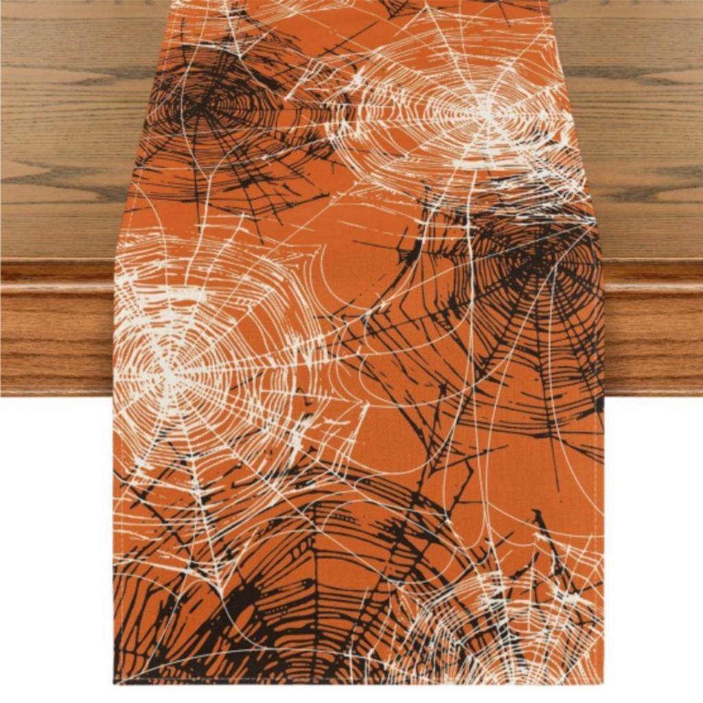 Linen Halloween Table Flag, American Dining Table Decoration, Party Tablecloth, Anti-Slip Coffee Table Flag