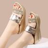 Женские тапочки Повседневные босоножки на танкетке Женские босоножки на платформе с блестками Удобные тапочки Новые весенние летние тапочки Женские
