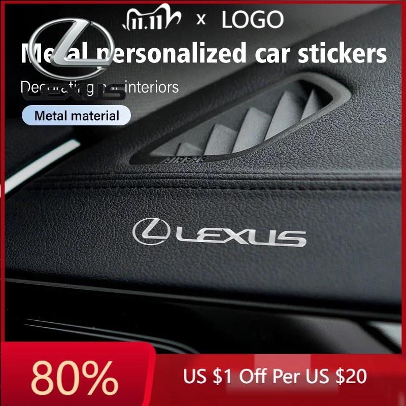 AAPL1 2026 Hot Interior Stickers 4pcs Metal Car 3D Emblem Trunk Personalized Sticker Badge Decal For Lexus GX470 LS400 LX470 LX570 RC3