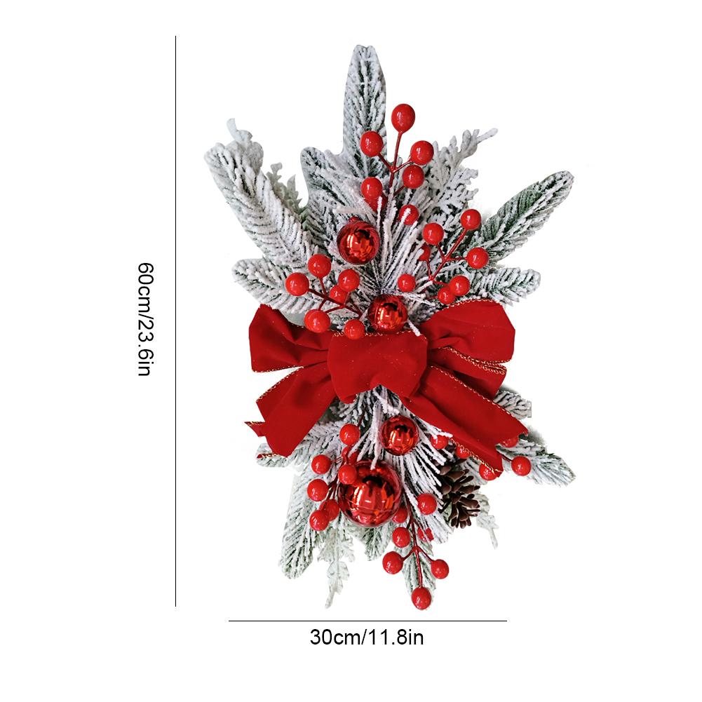 Рождественская гирлянда с искусственными предварительно освещенными лестничными украшениями с шишками и бантами на праздничную тему для украшения входной двери лестницы