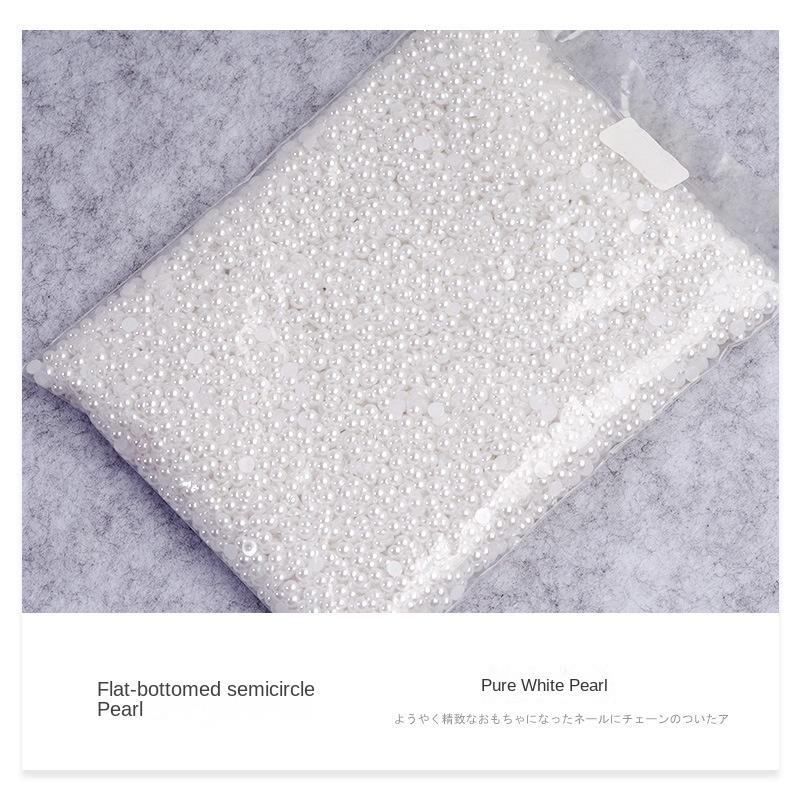 Nail Pearl 10000pcs Nail Shop Round Flat Bottom Pearl Half Circle Pearl Small Rice White Pure White Diamond Nail Jewelry