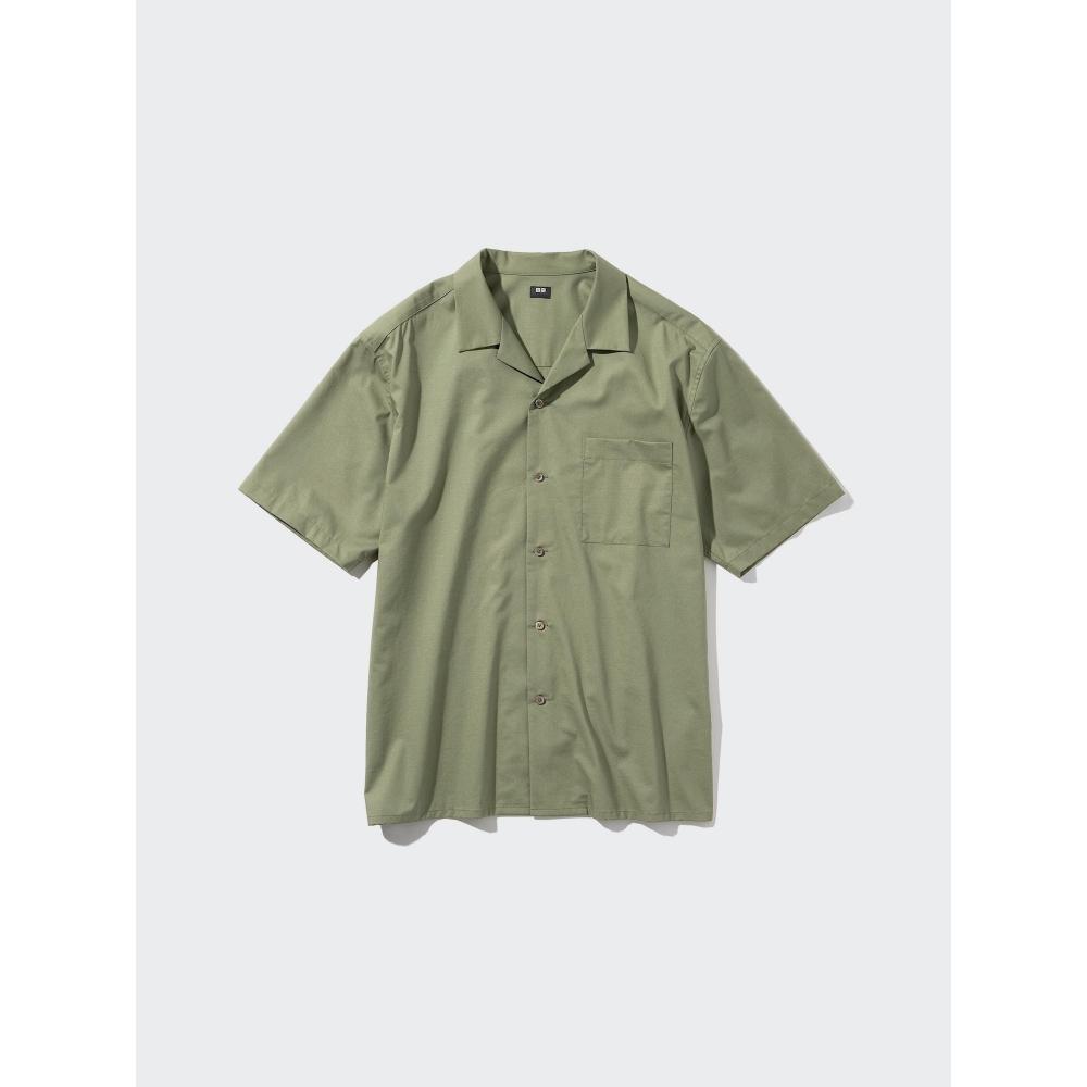 Uniqlo Рубашка из модального хлопка с открытым воротником и коротким рукавом 