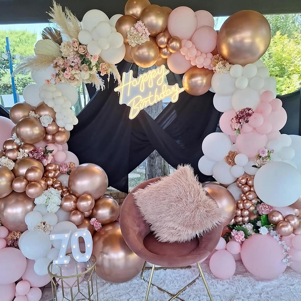Rose Gold Balloons Garland Nude Pink White Gold Confetti Balloon Arch Kit Baby Shower Wedding Anniversary Birthday Party Decor