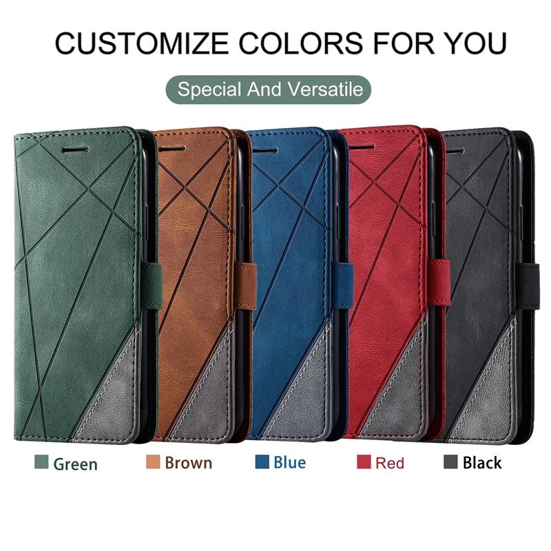 Luxury Splicing Case For Realme 8 4G RMX3085 6.4" Case Magnetic Leather Flip Cases For OPPO Realme 8 Pro 8i 9i 9 Pro Plus Covers