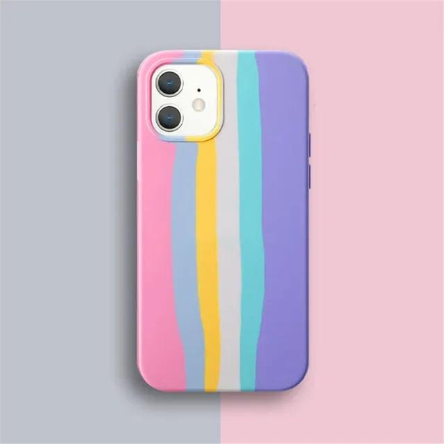 Чехол Rainbow Liquid Silicone для iPhone 15 14 13 11 Pro Max для iPhone 12 X XR XS 8 7 Plus, защитный чехол с полным набором функций