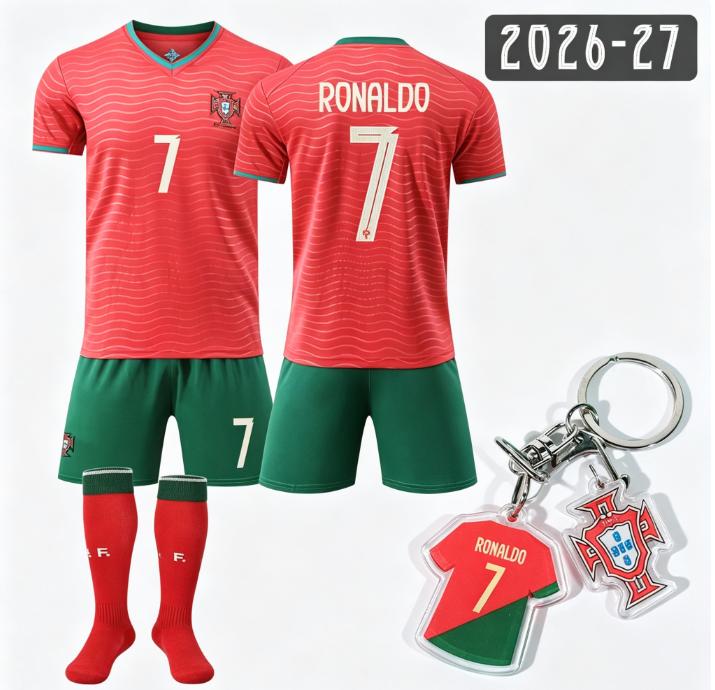 26-27 Роналду №7 Памятная футболка Новый домашний комплект Португалии с изысканными аксессуарами