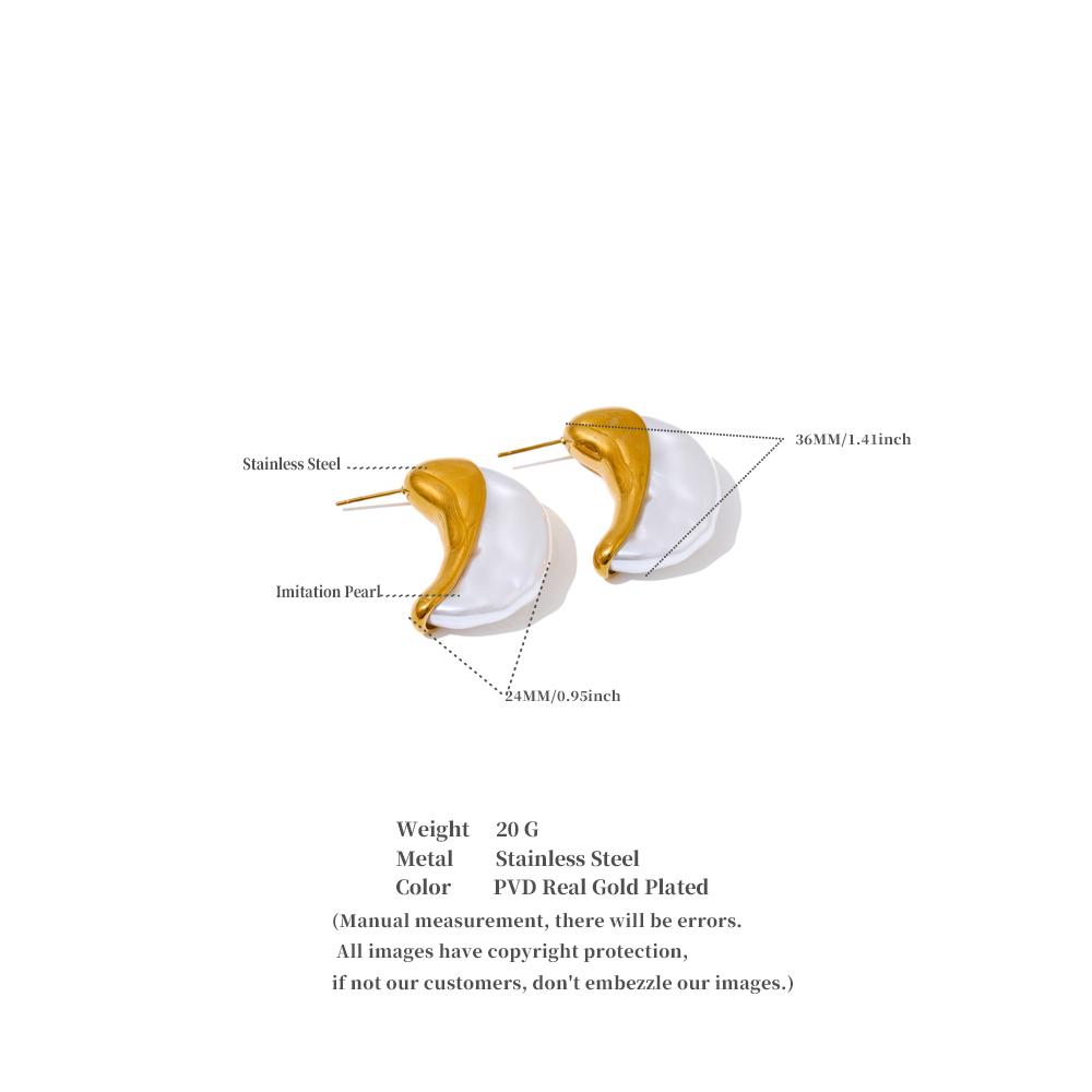 Eetit Женские серьги-хагги с имитацией жемчуга и луной для женщин, из нержавеющей стали, золотистые, эффектные, литые, уникальные украшения, предотвращающие аллергию