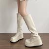 Punk Style Platform Wedges Heel Women Knee-High Boots Fashion Slip On Height Increase Female Knight Booties