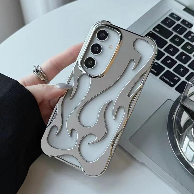 Модный мягкий чехол из ТПУ с узором в виде полого пламени для Samsung S25 Plud S24 Ultra S23 S22 A16 A06 A55 A15 A14 A54, матовый глянцевый ударопрочный тонкий чехол для телефона