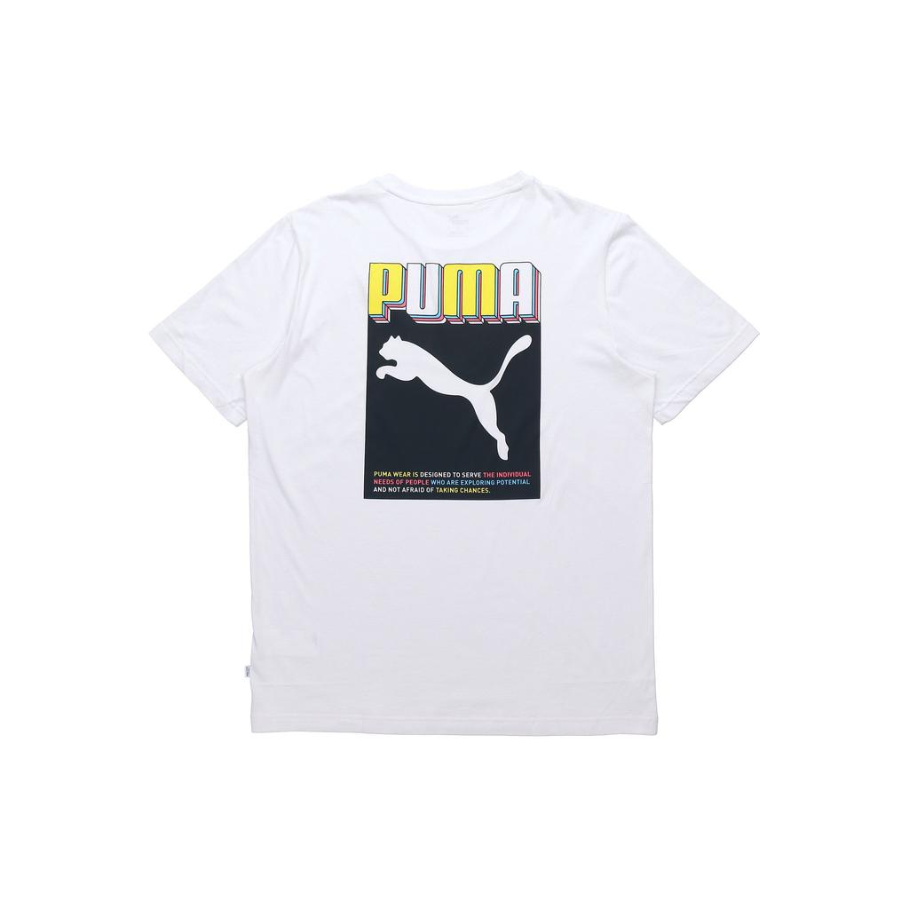 Puma Celebration Graphic Large Logo Short Sleeve T-Shirt Men Tops White 586040-02
