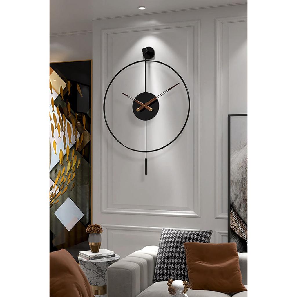 Tiktok Plus 60 см, черные, современные декоративные металлические настенные часы с маятником