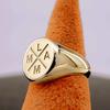 Personalized Sterling Silver Yellow Gold Overlay Signet Ring: Custom Initial Jewelry