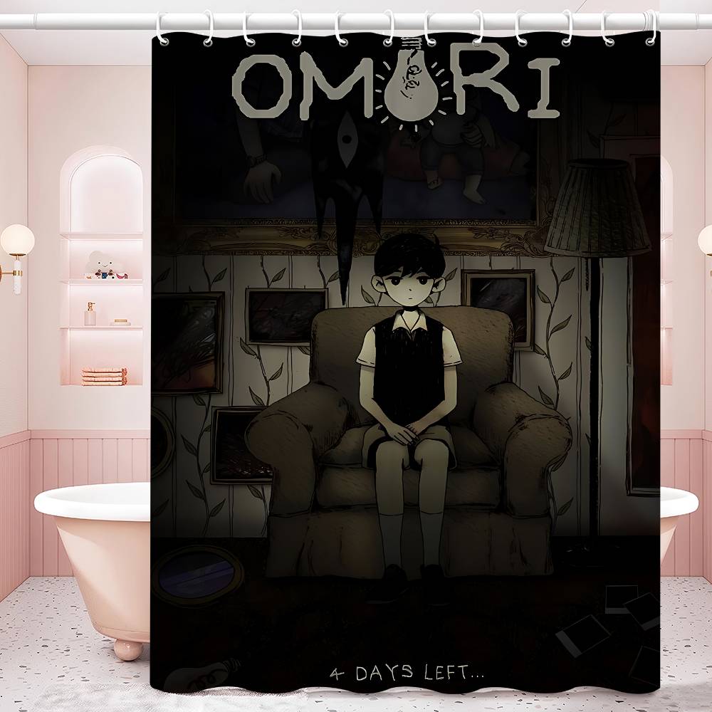 Classic Hot Horror Video Game Omori Shower Curtain, Bathroom Decorative Shower Curtain, Waterproof Shower Curtain With Hooks