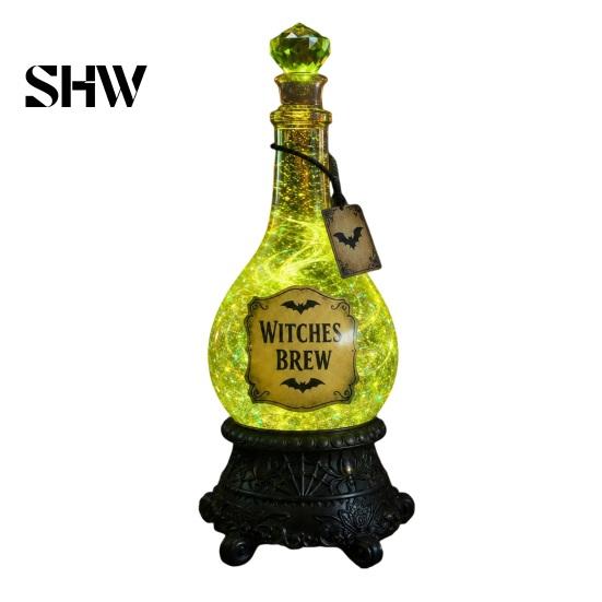 Unique Birthday Presents for Gamers Halloween Witches Brew Glitter Potion Bottle Light, Resin LED Light Up Magic Collectibles Enthusiasts Jar