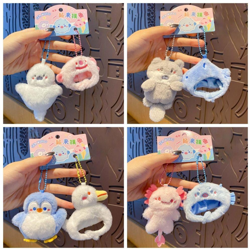 Furry Marine animal Doll Keychain Cute Couple key chain Toy Plush headband keychain Gifts
