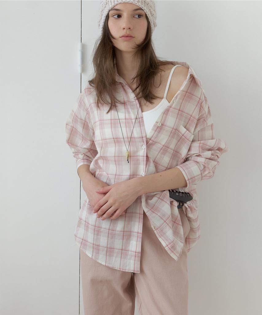 RE L Hove Overfit Shirt (B/Pink Check)