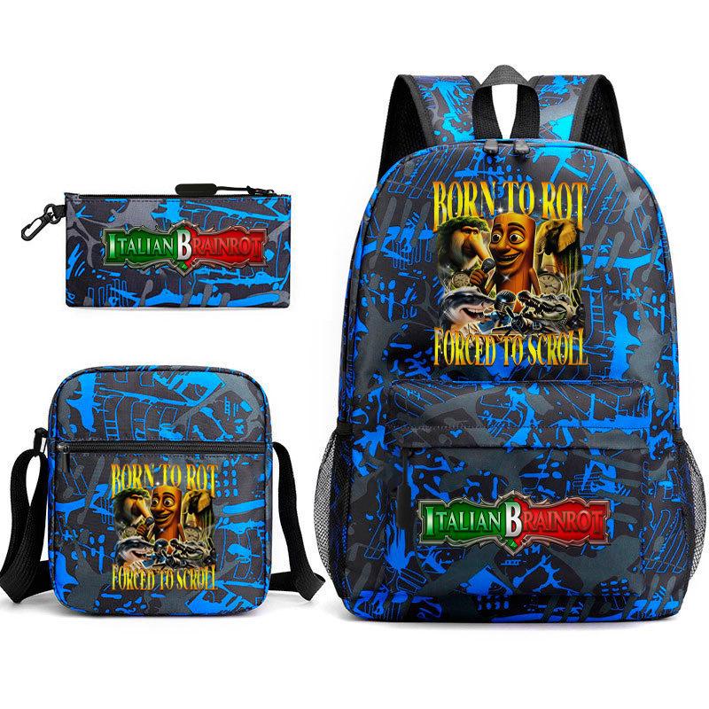 Shanhaijing Backpack, Student Schoolbag, Shoulder Bag, Pencil Bag, Three-Piece Set