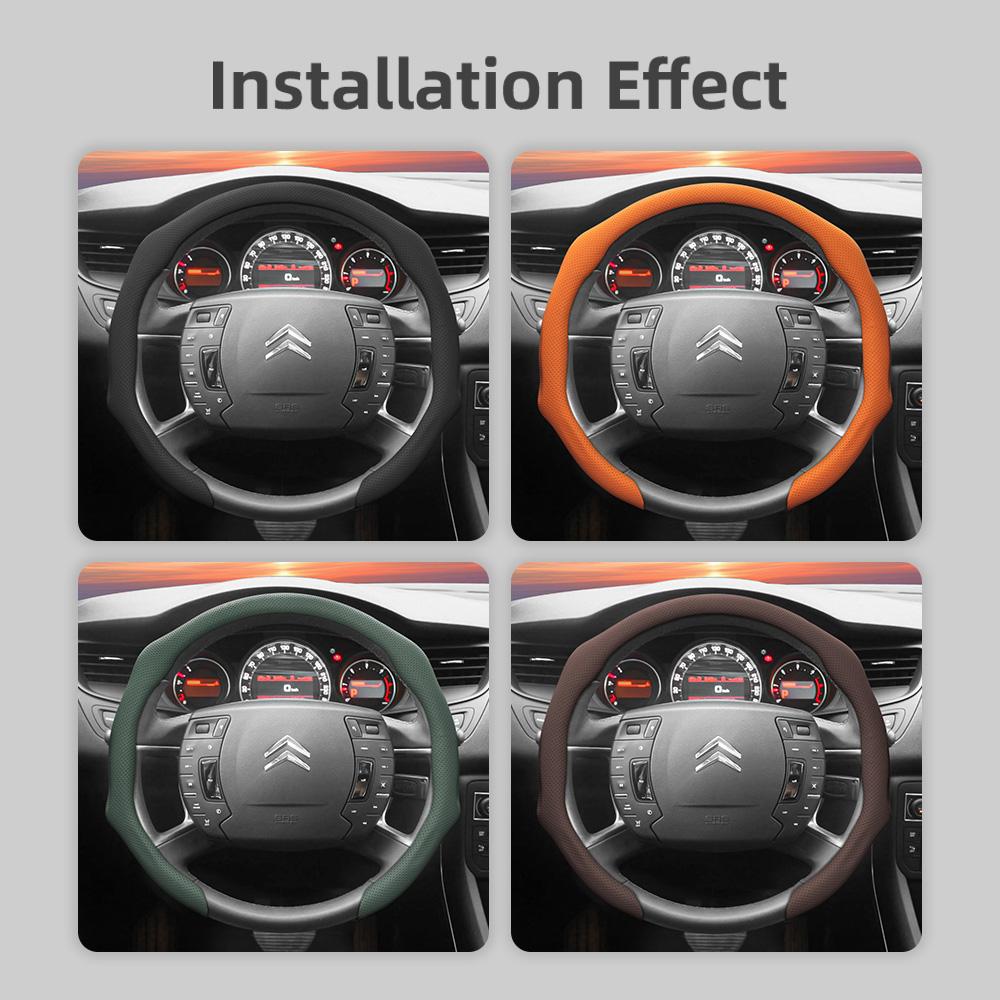 Подходит для Citroen Чехол на руль из перфорированной кожи C3 C4 X Berlingo C5 Aircross Jumper SpaceTourer Ami X Красный Черный