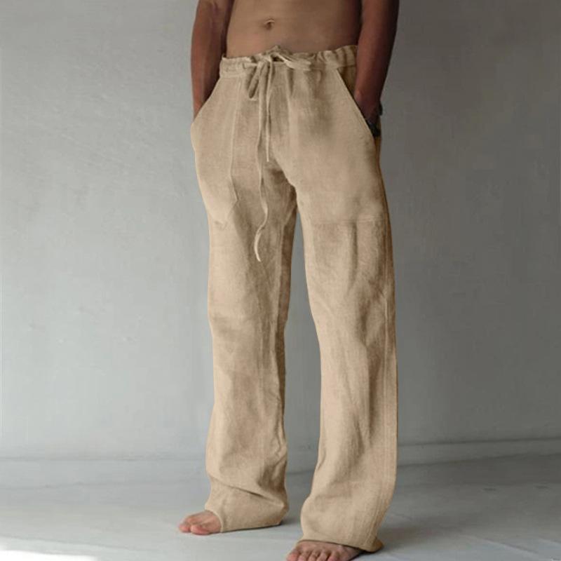New Men's Trousers Hemp Casual Solid Color Thin Linen Men's Trousers Spot