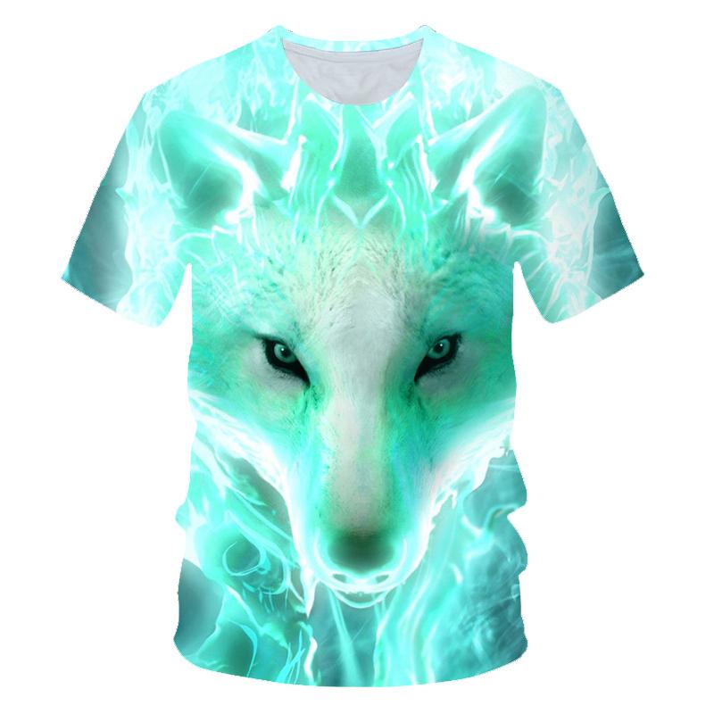 Kids Animal Wolf T Shirt for Boys Summer Autumn Children's Wolf Clothes Short Sleeved Breathable Cartoon Print Cool Wolf Tops