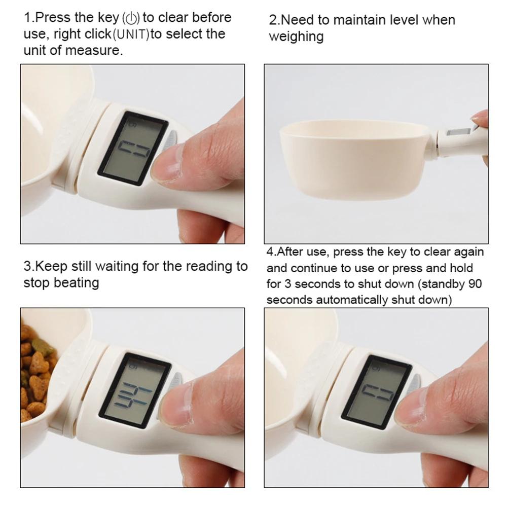 Pet Food Measuring Spoon, Electronic Measuring Cup for Dog and Cat Food, Digital Spoon, Kitchen Scale with LED Display