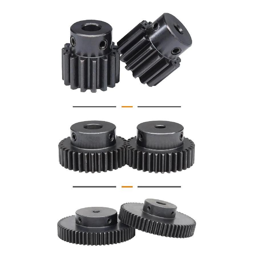 Spur Gear 1.5 Module-20T Blackening SC45#Carbon Steel High Frequency Quenching Gear Bore Size 5/6/6.35/8/10/12/14/15 mm